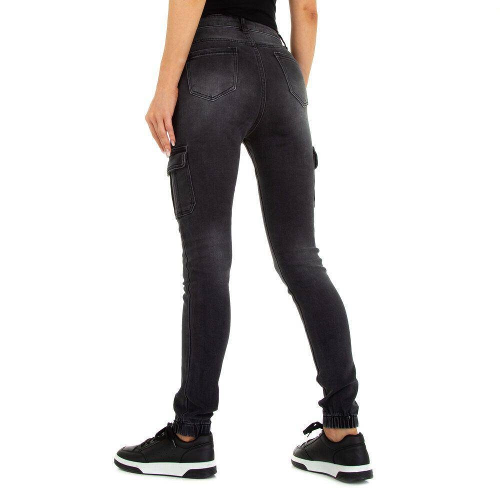 Jeans Freizeit Ital-Design Skinny Schwarz Skinny-fit-Jeans Damen in