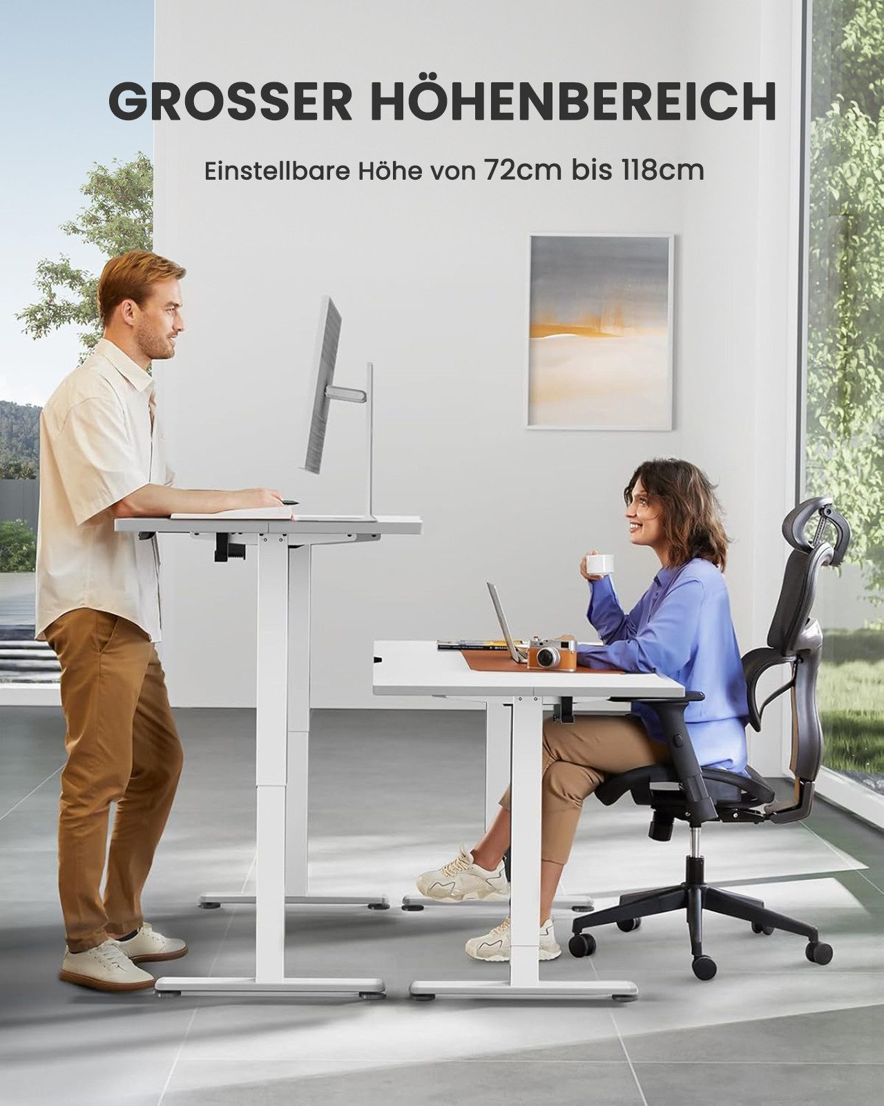 ErGear Schreibtisch Elektrisch Höhenverstellbarer Schreibtisch 120x60cm günstig online kaufen