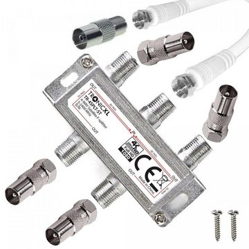 TronicXL SAT-Verteiler IEC Breitband Kabel Verteiler 4-fach TV Splitter DVB-T DVB-C DVB