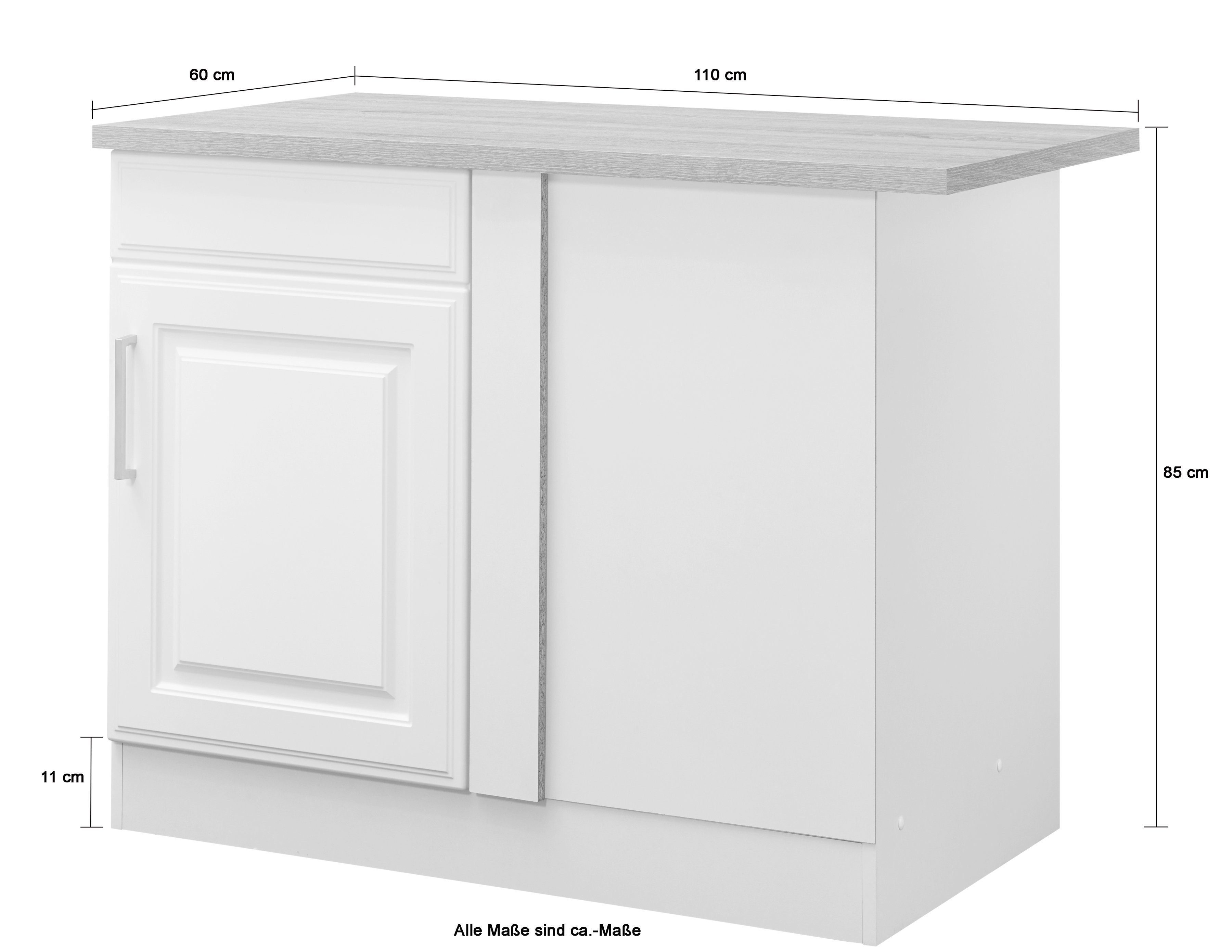 HELD cm Breite weiß/weiß hochwertige Stockholm, Eckunterschrank MDF-Fronten 110 MÖBEL