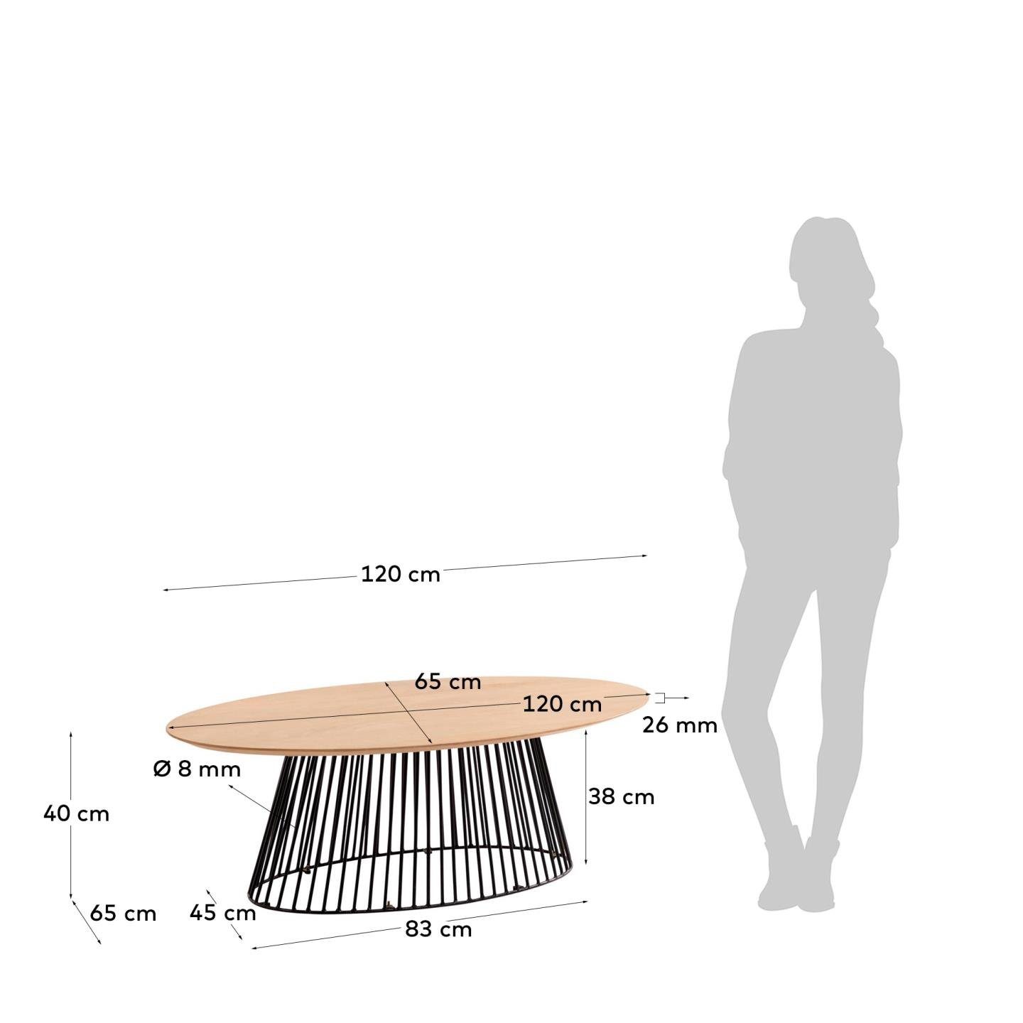 Couchtisch Beistelltisch Natur24 Stahlbeine Tisch Mangoholz und massives 120x65cm Leska