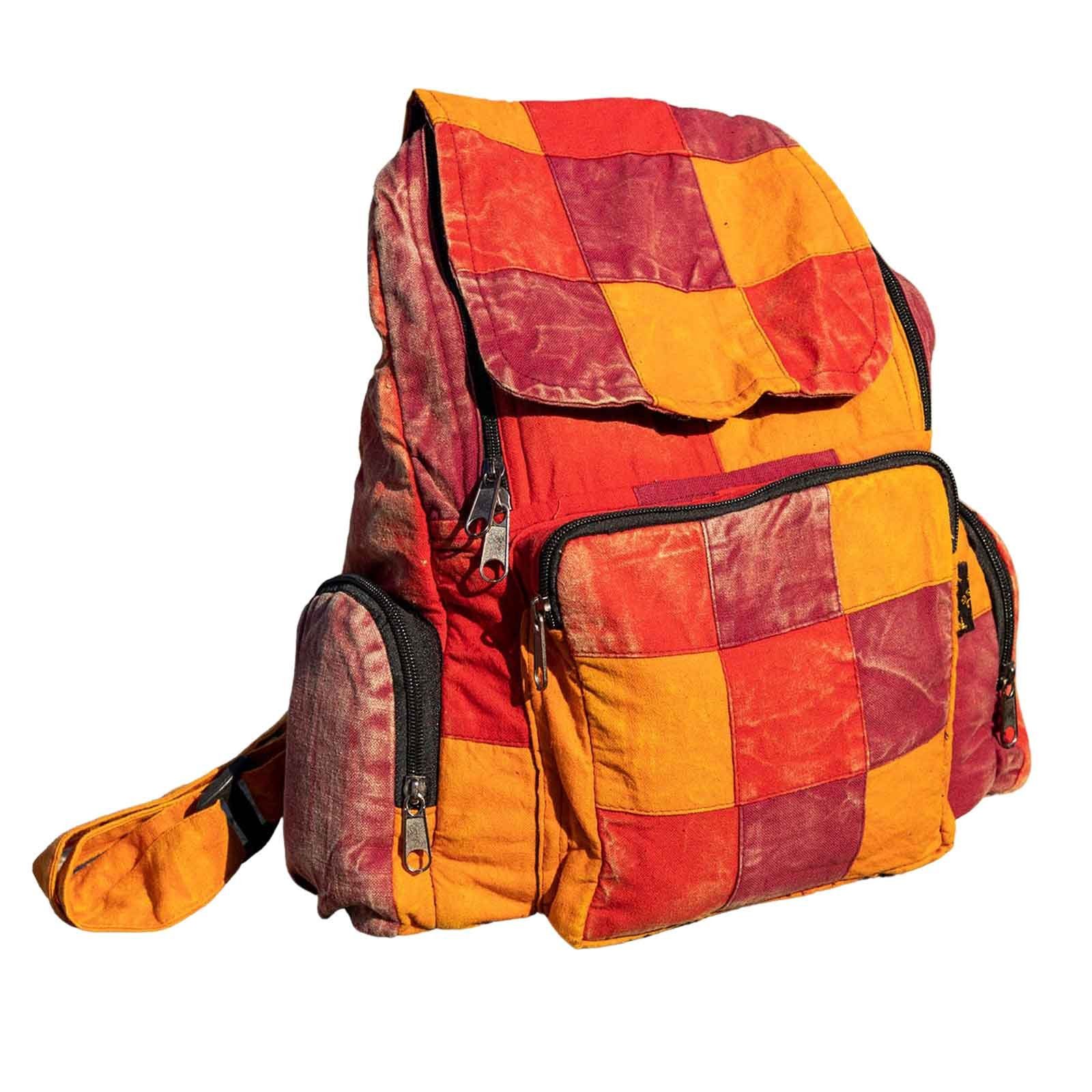 KUNST UND MAGIE Daypack Bunt Hippie Patch Rucksack No Waist Stonewashed Nepal Fair