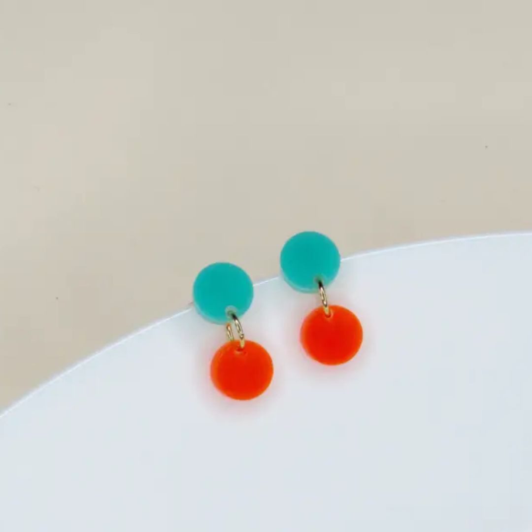 Ohrring-Set Damen Ohrringe 'Dotty' türkis/neonorange