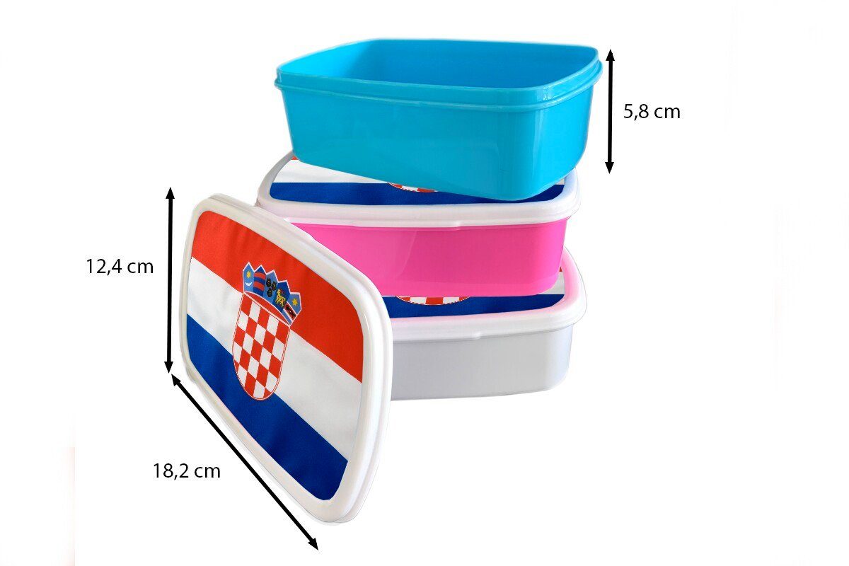 Mädchen für und weiß Lunchbox Flagge, MuchoWow Erwachsene, (2-tlg), Kinder Kunststoff, der für kroatischen und Foto Brotdose, Brotbox Jungs