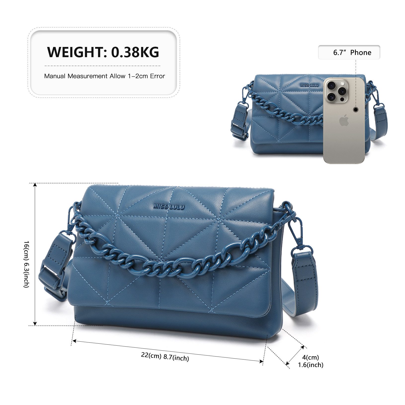 Miss Lulu Umhängetasche Gesteppte Damen-Handtasche – günstig online kaufen