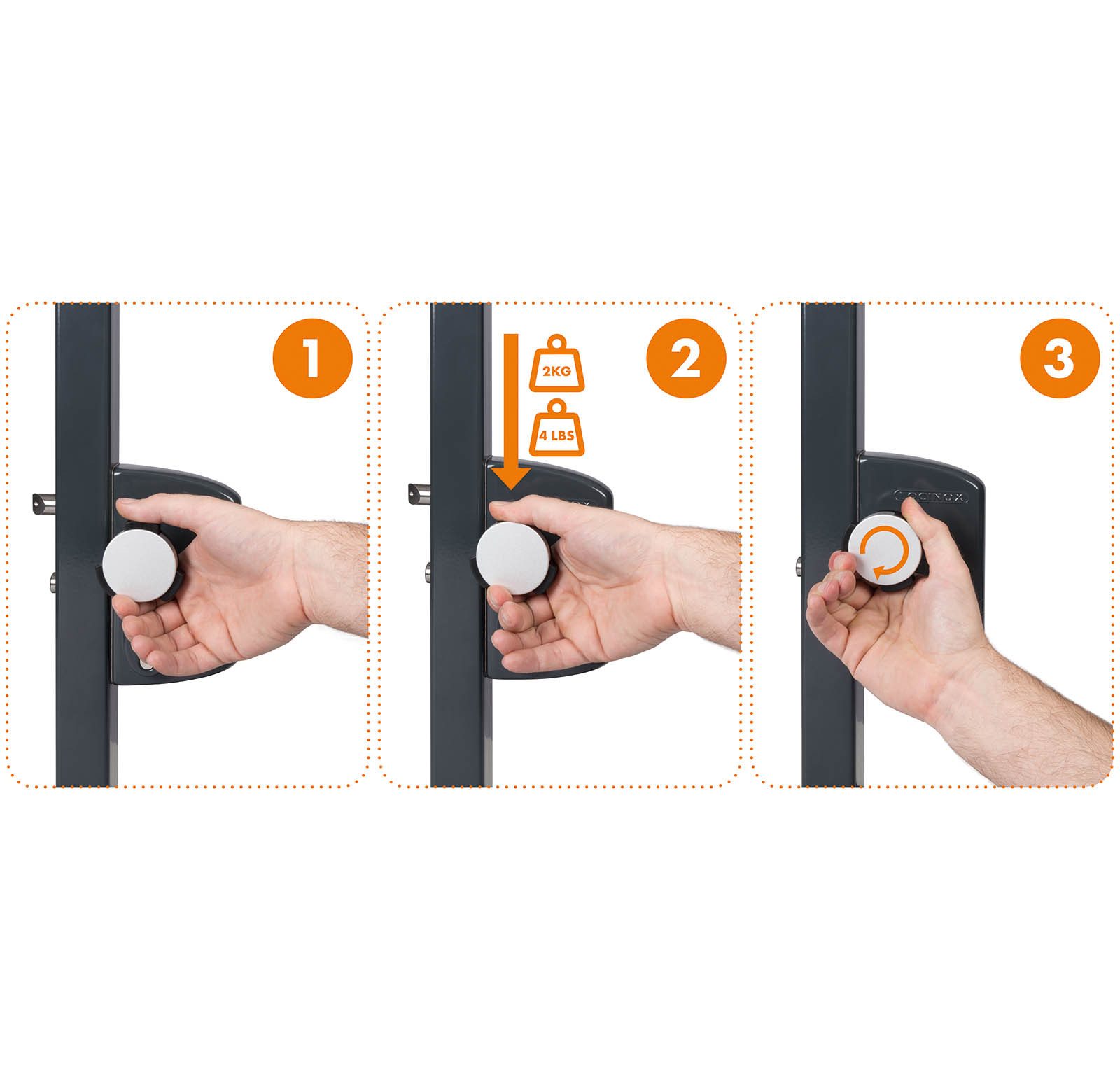 LOCINOX Gartentor KIDLOC Sicherheitsknopfdrücker, für Zauntüren, Sicherheitsknauf, Kindersicher