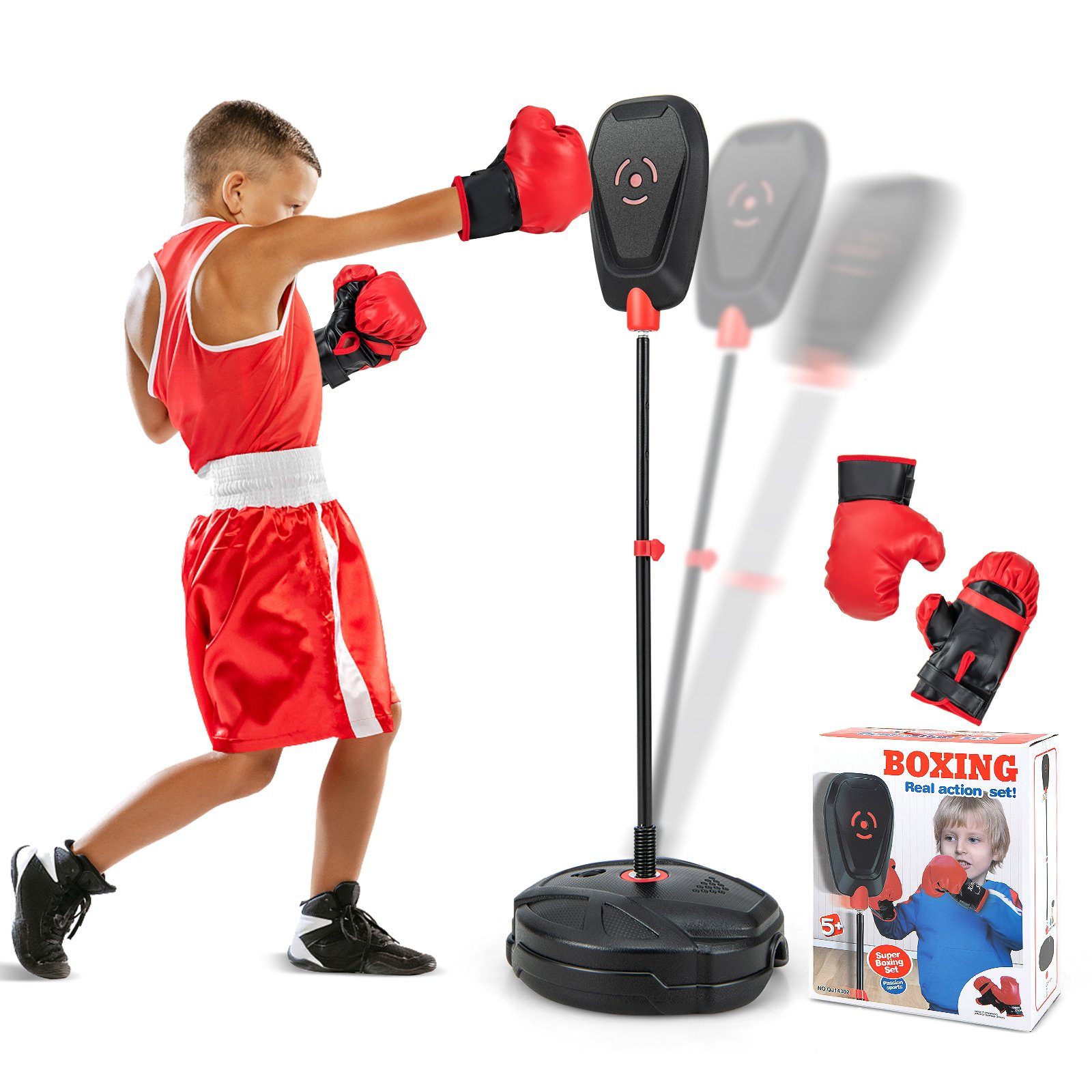 Punchingball mit Standboxsack, COSTWAY Boxhandschuhen