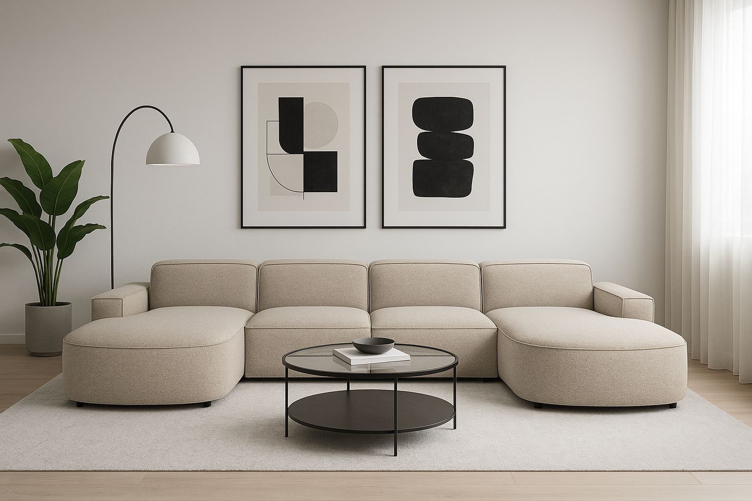 Kaiser Möbel Ecksofa Cursal Round U-Form – großes modulares Sofa mit sanften Rundungen, Einzelsofa