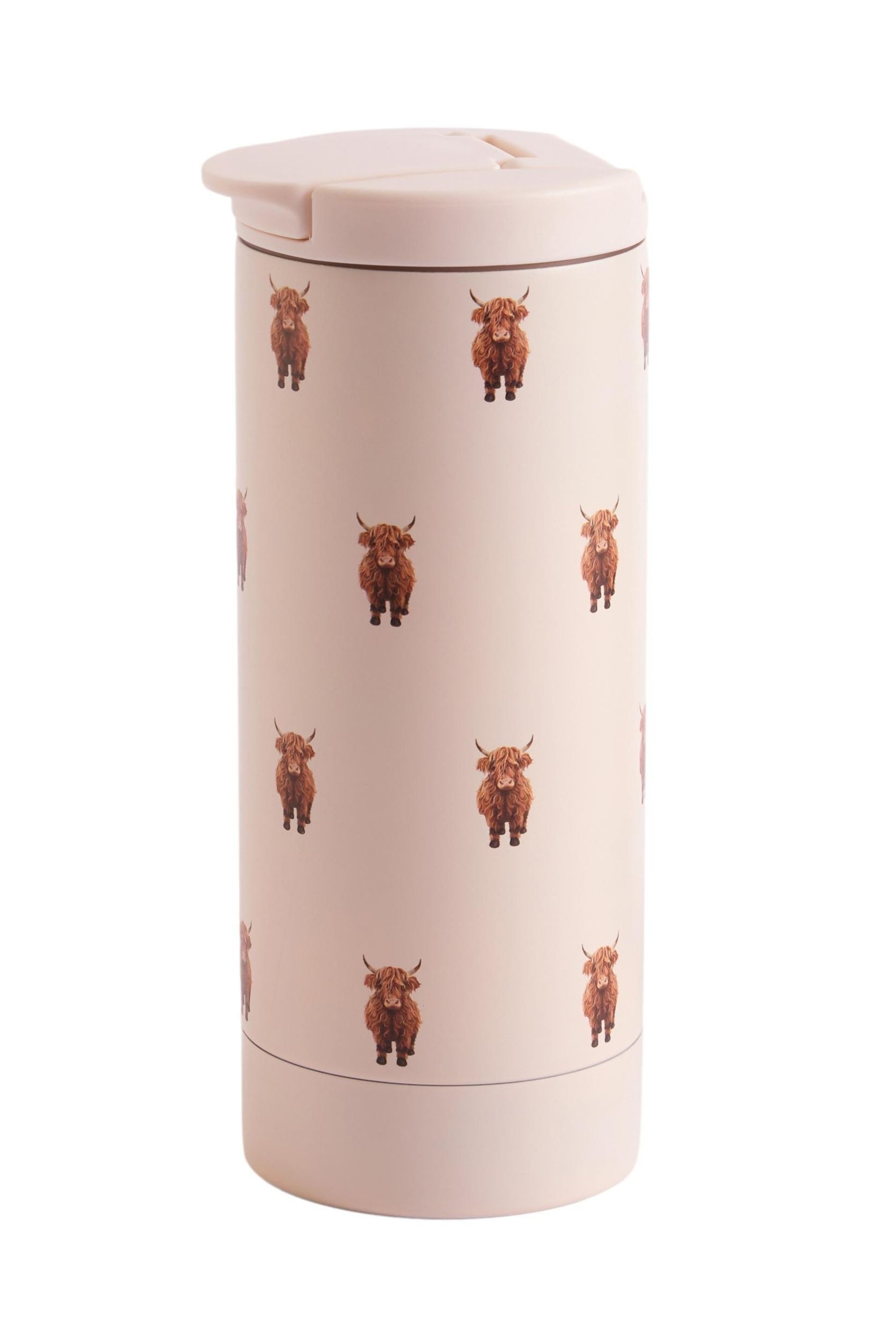 Next Thermobecher 350 ml Edelstahl-Reisebecher, Hochlandrind Hamish, 1-tlg., Edelstahl, Kunststoff