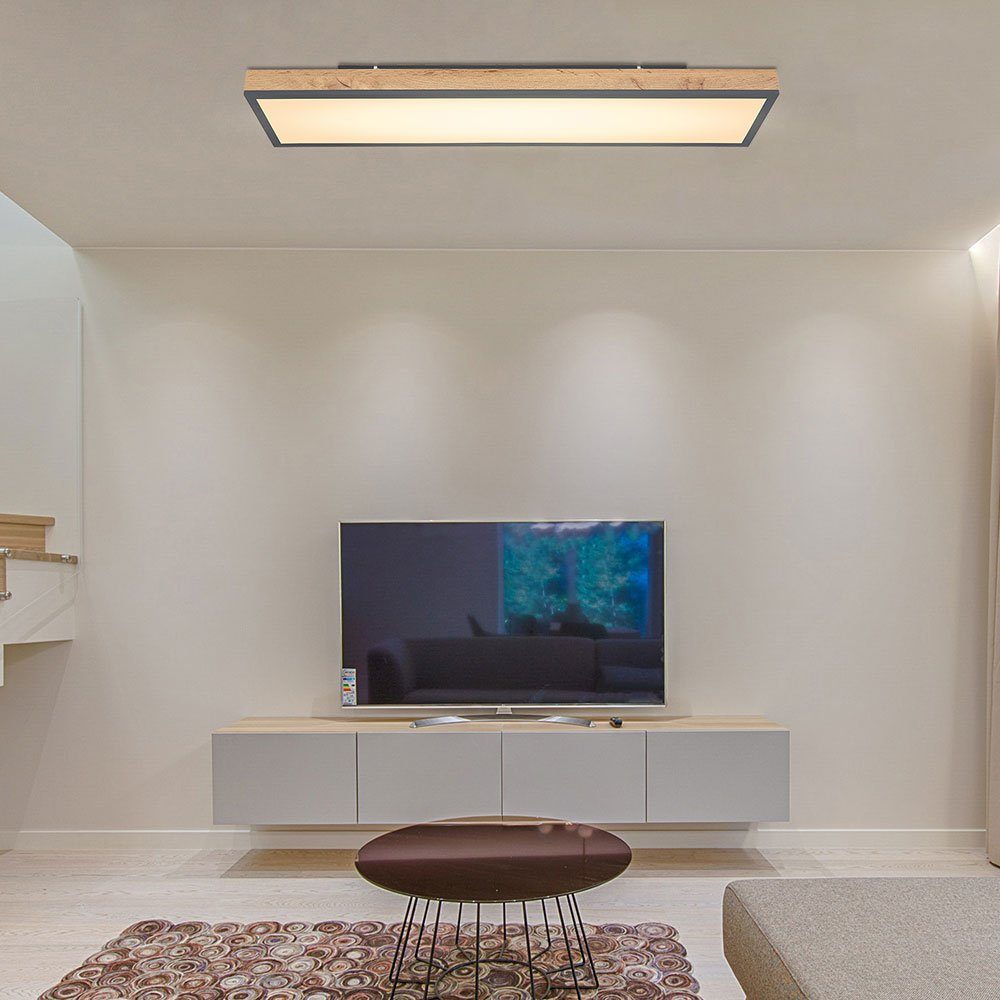Deckenlampe Holzoptik Deckenleuchte Schlafzimmerleuchte Landhaus LED MDF opal