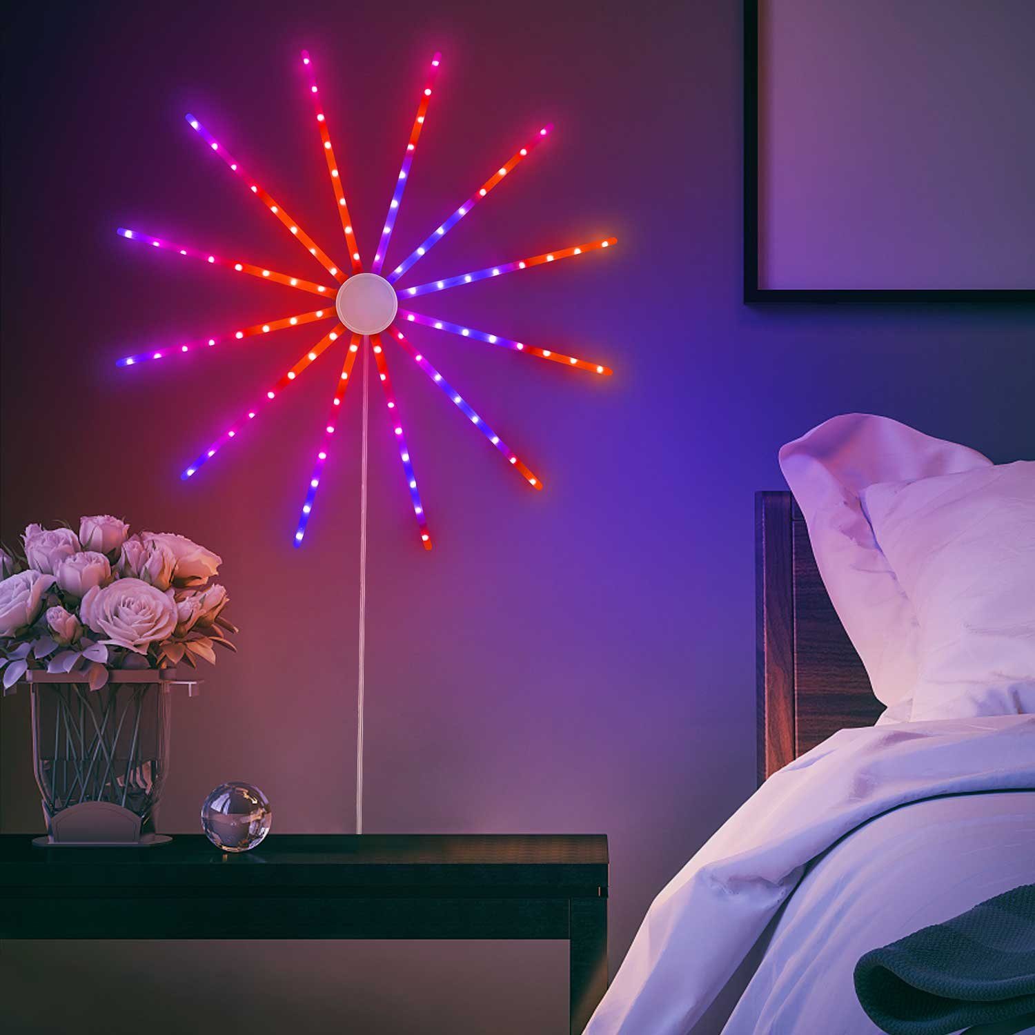 für LED Wand, Lichterkette,18 die Feuerwerk Modi,Timer, LED-Streifen Wasserdicht Sunicol RGB,Hängelampe