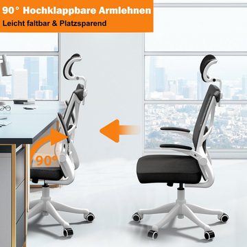 UISEBRT Bürostuhl Bürostuhl Ergonomisch Schreibtischstuhl Drehstuhl, mit Verstellbarer Kopfstütze Armlehnen, 150kg Blastbar