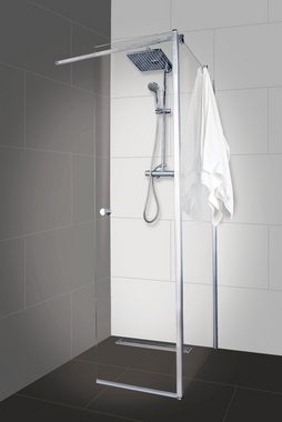Sanotechnik geteilte Dusch-Flügeltür Sanoflex Grande, Einscheibensicherheitsglas, mit Seitenwand