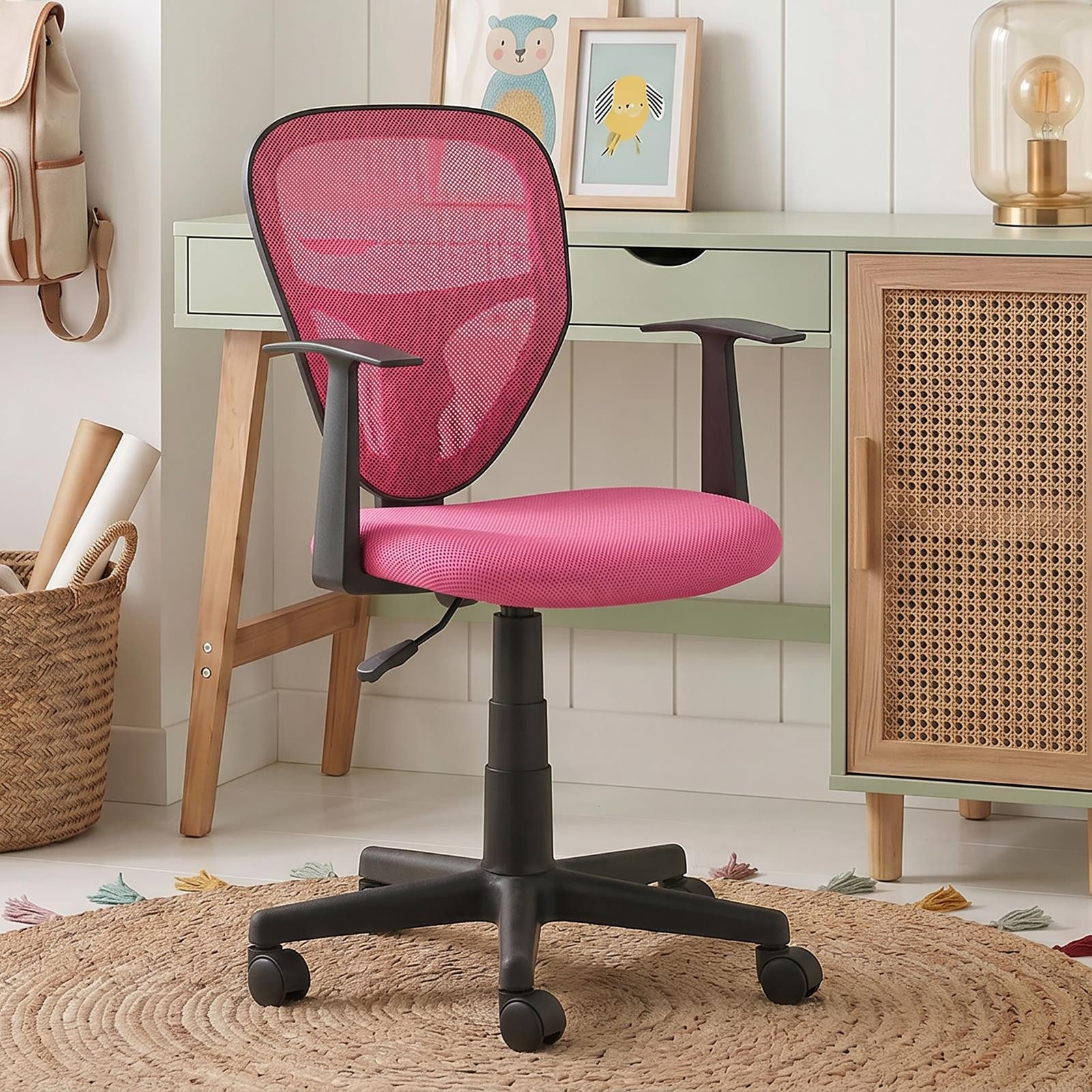 IDIMEX Schreibtischstuhl STUDIO, für Kinder, ergonomisch geformt, höhenverstellbar mit Armlehnen Pink