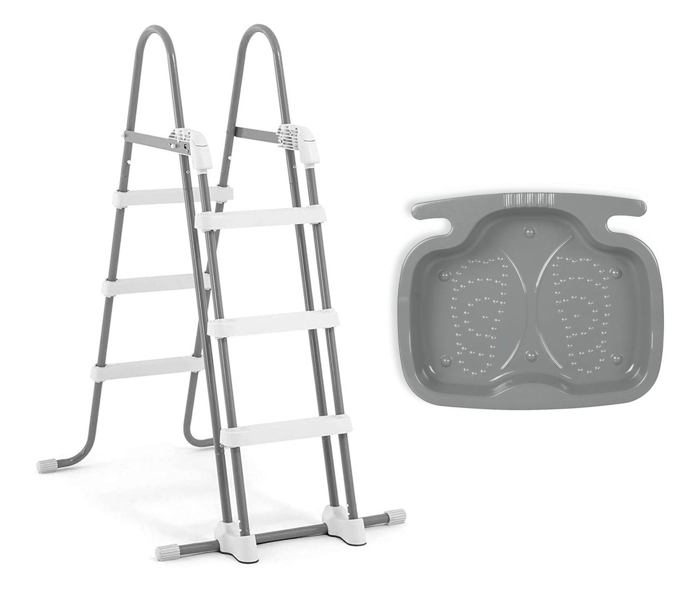 Poolleiter 28075 - Sicherheitsleiter (91cm - 107cm) + INTEX 29080 Fußbad