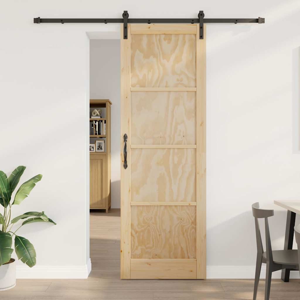 vidaXL Zimmertür Schiebetür mit Beschlagsatz 78x232 cm Massivholz Kiefer