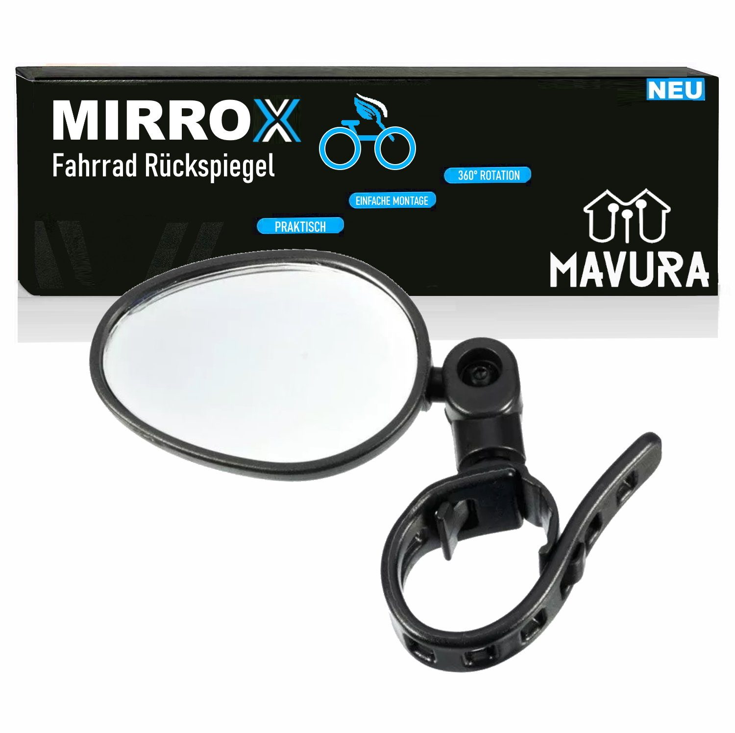 MAVURA Spiegel Verstellbar Fahrrad Lenker, MIRROX für Universal Rückspiegel eBike Bike 360° Fahrradspiegel