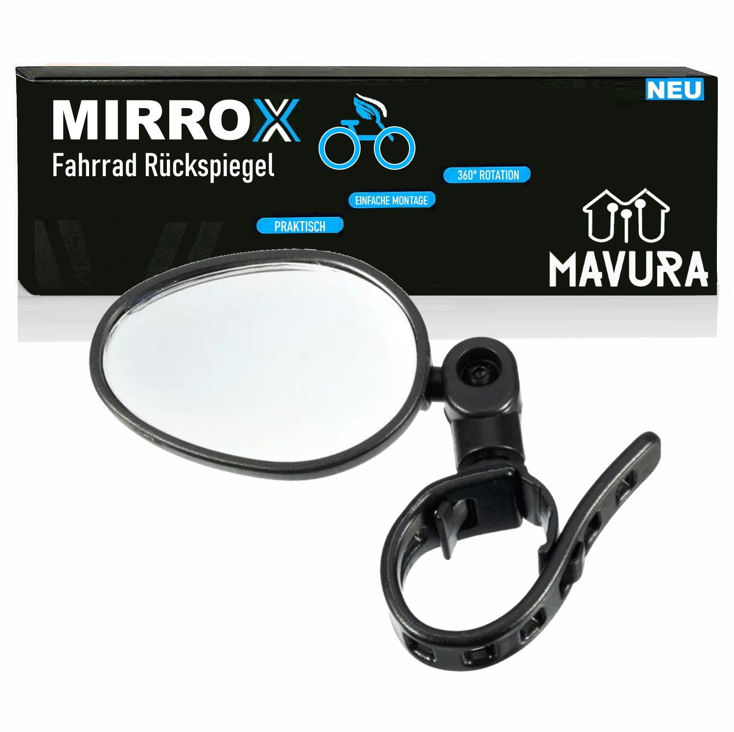 MAVURA Spiegel MIRROX Fahrrad Rückspiegel 360° Fahrradspiegel für Lenker, Universal Bike eBike Verstellbar