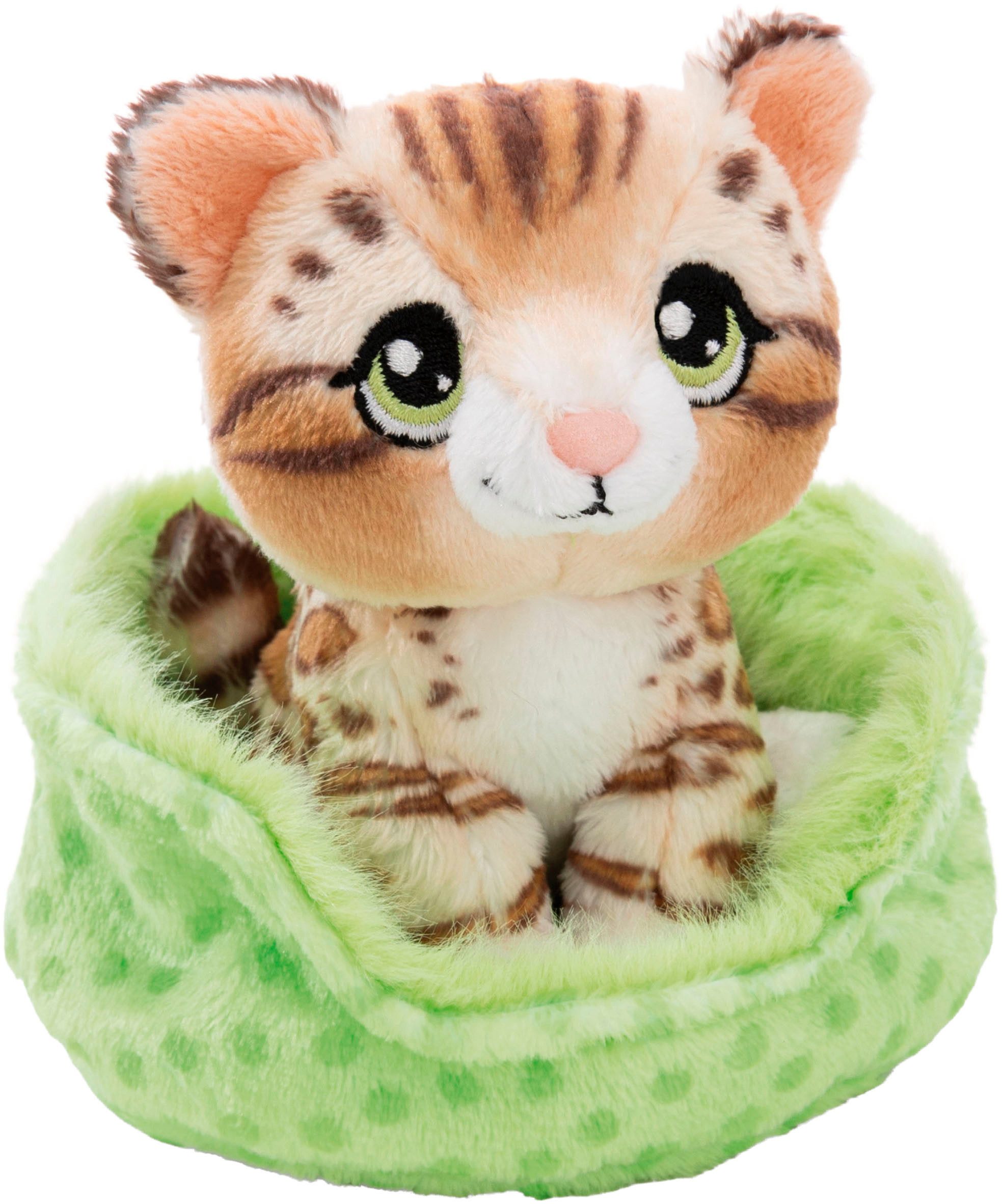 Nici Kuscheltier Little Paws, Bengal Katze getigert 12cm sitzend im Körbchen