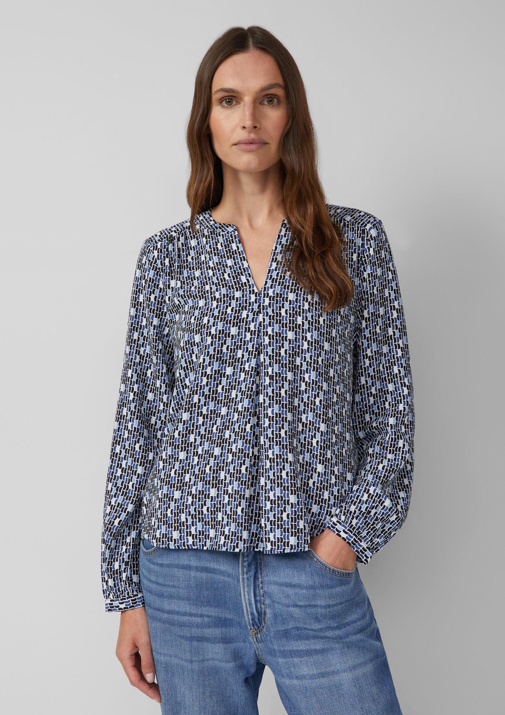 s.Oliver Langarmbluse Bluse Bluse aus Viskose mit All-over-Print günstig online kaufen