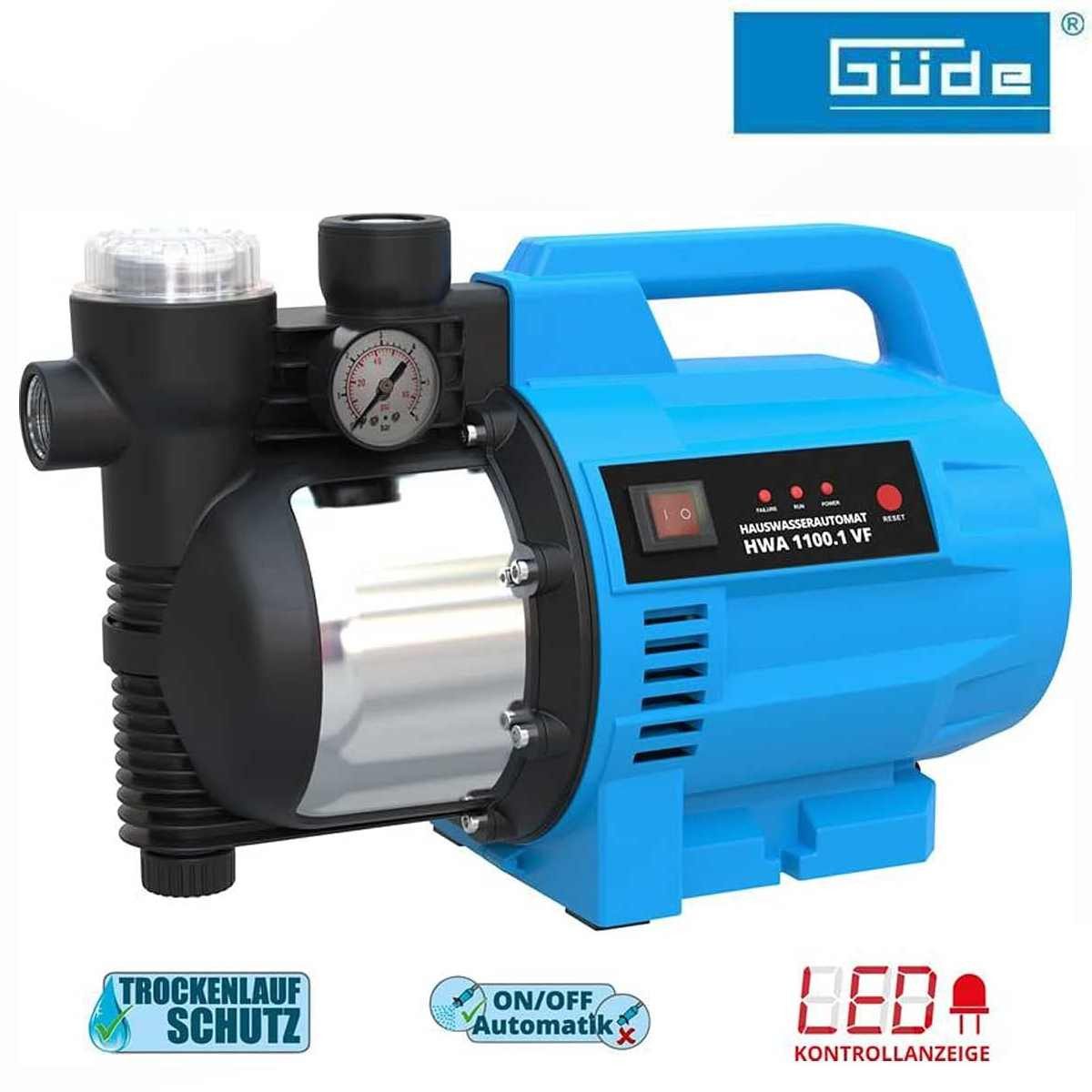 Güde Akku-Gartenpumpe Güde Hauswasserautomat HWA 1100.1 VF Gartenpumpe
