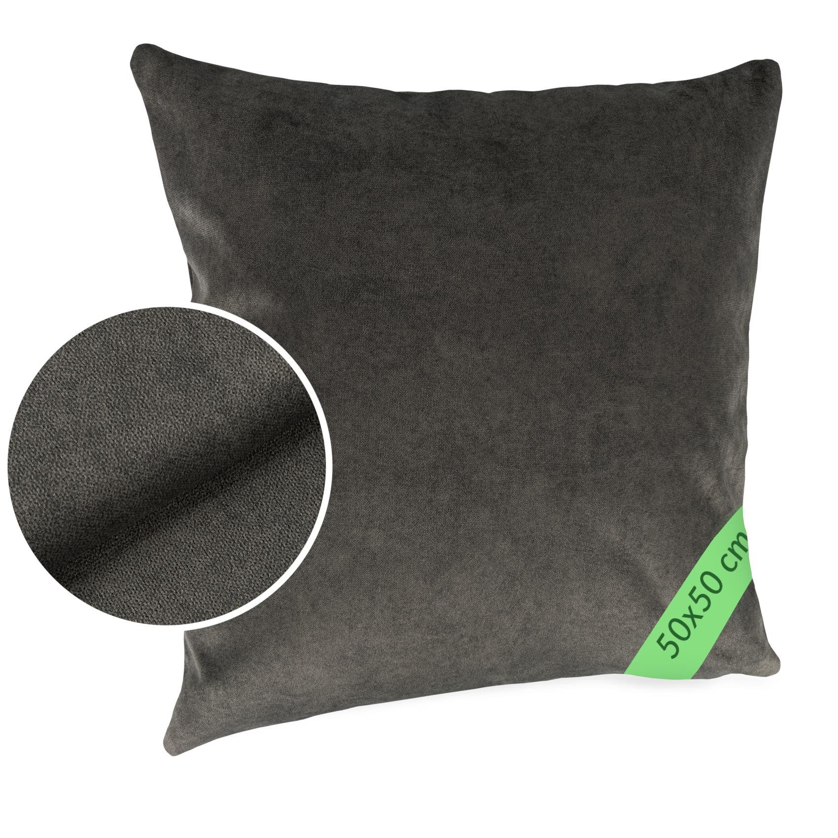 Kisska Dekokissen Kissenhülle MAGIC atmungsaktiv Velour Zierkissen Ambiente Dekorieren, Kissenüberzug ohne Füllung Meliert-Optik UNI 50x50cm Einfarbig Grau
