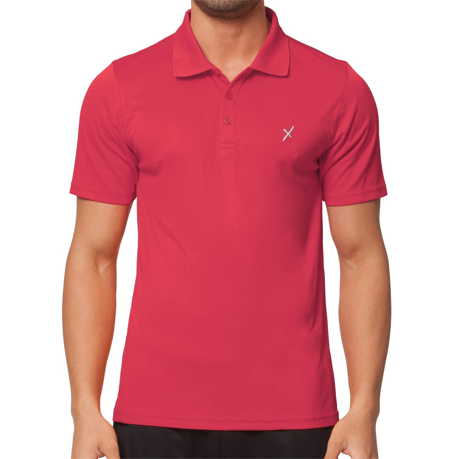 CFLEX Trainingsshirt Herren Polo-Shirt Fitness Shirt Rot Sportswear Collection Sport