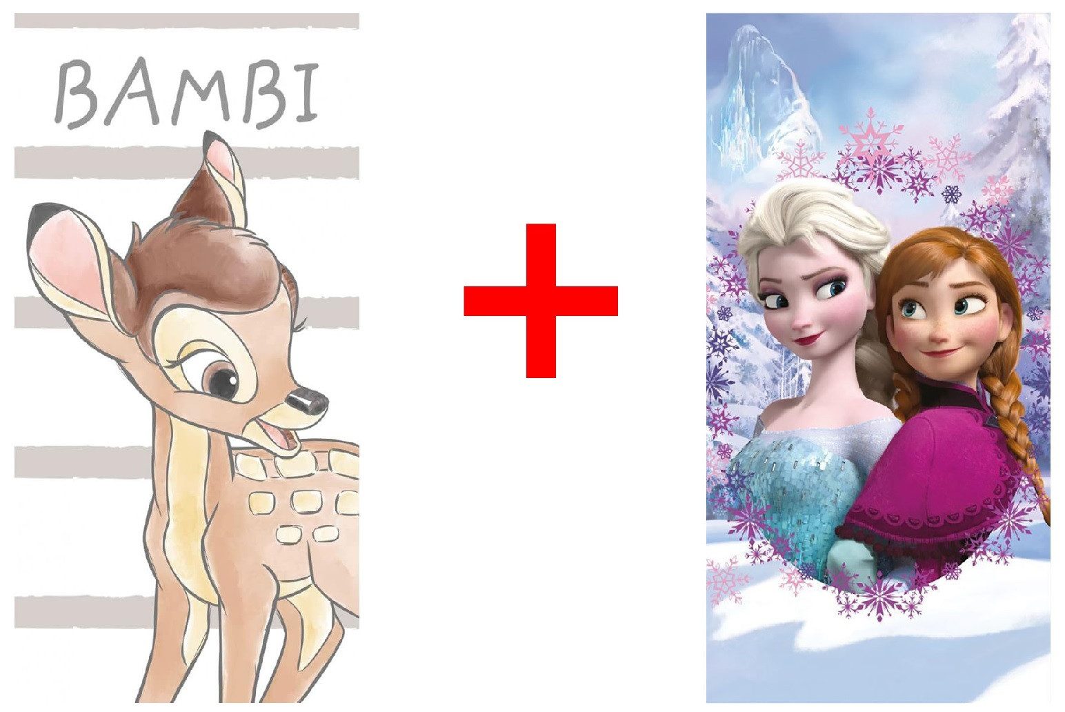 Disney Badetücher Disney Bambi Frozen Handtuch Strandtuch 2er-Set Badetextilien, Frottee