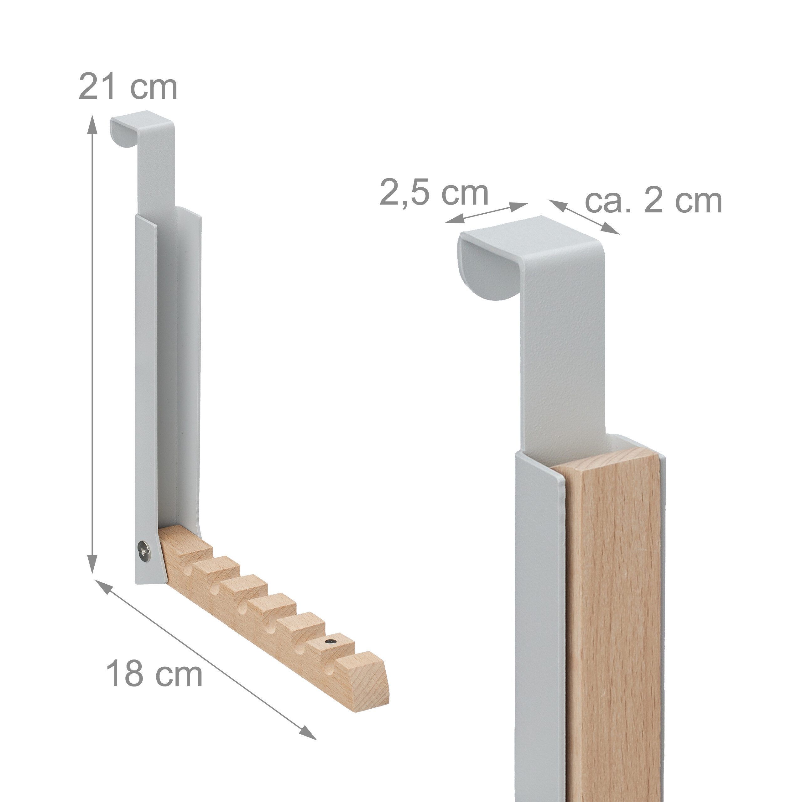 relaxdays Türhaken Klappbare Türgarderobe 2er Set, Türen, (2-St), grau – Bild 4 von 5