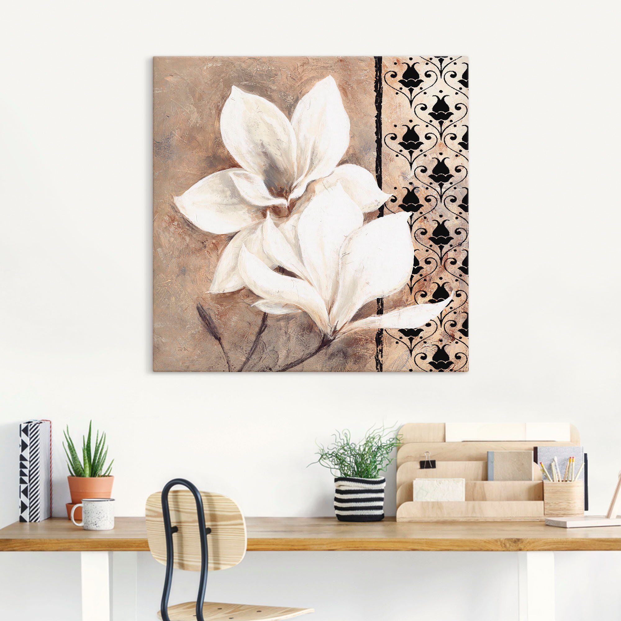 Artland Leinwandbild Klassische Magnolien, Blumenbilder (1 St), auf Holzrahmen gespannt