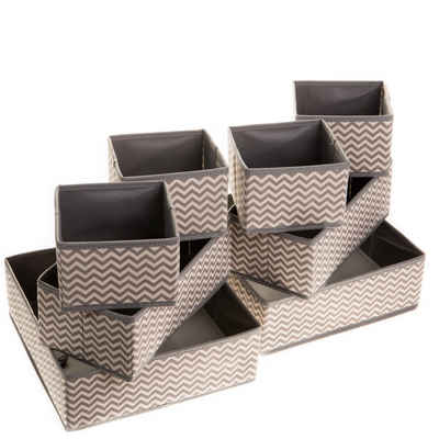 Centi Aufbewahrungsbox 8 Stk. Schubladen Ordnungssystem Schubladen Organizer (Spar Set, 8 St., 2* 28x28x10cm, 2* 28x14x10cm, 4* 14x14x10cm), faltbar, stabile Boxen in 3 verschiedenen Größen