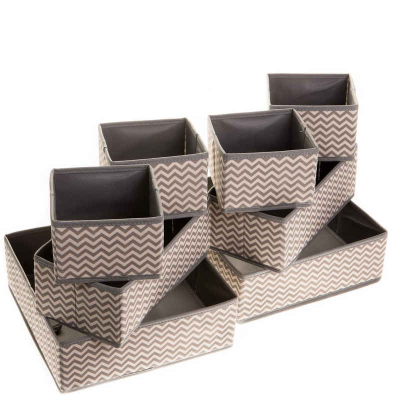 Centi Aufbewahrungsbox Schubladen Ordnungssystem Schubladen Organizer (Spar Set, 8 St., 2* 28x28x10cm, 2* 28x14x10cm, 4* 14x14x10cm), faltbar, stabile Boxen in 3 verschiedenen Größen