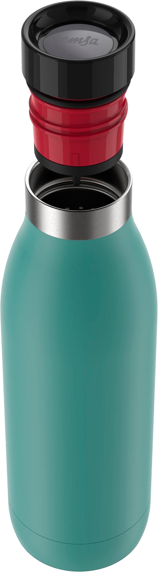 Emsa Isolierflasche Trinkflasche Bludrop, Edelstahl, Quick-Press Deckel, 360° Trinkgenuss, 12h warm/24h kühl
