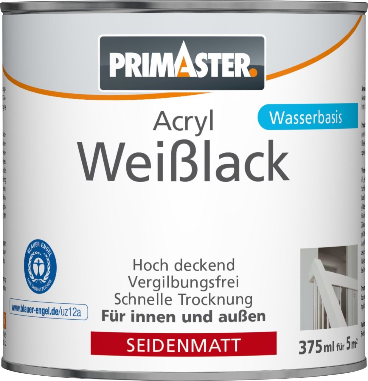 375 ml Weißlack Acryl Weißlack seidenmatt Primaster Primaster