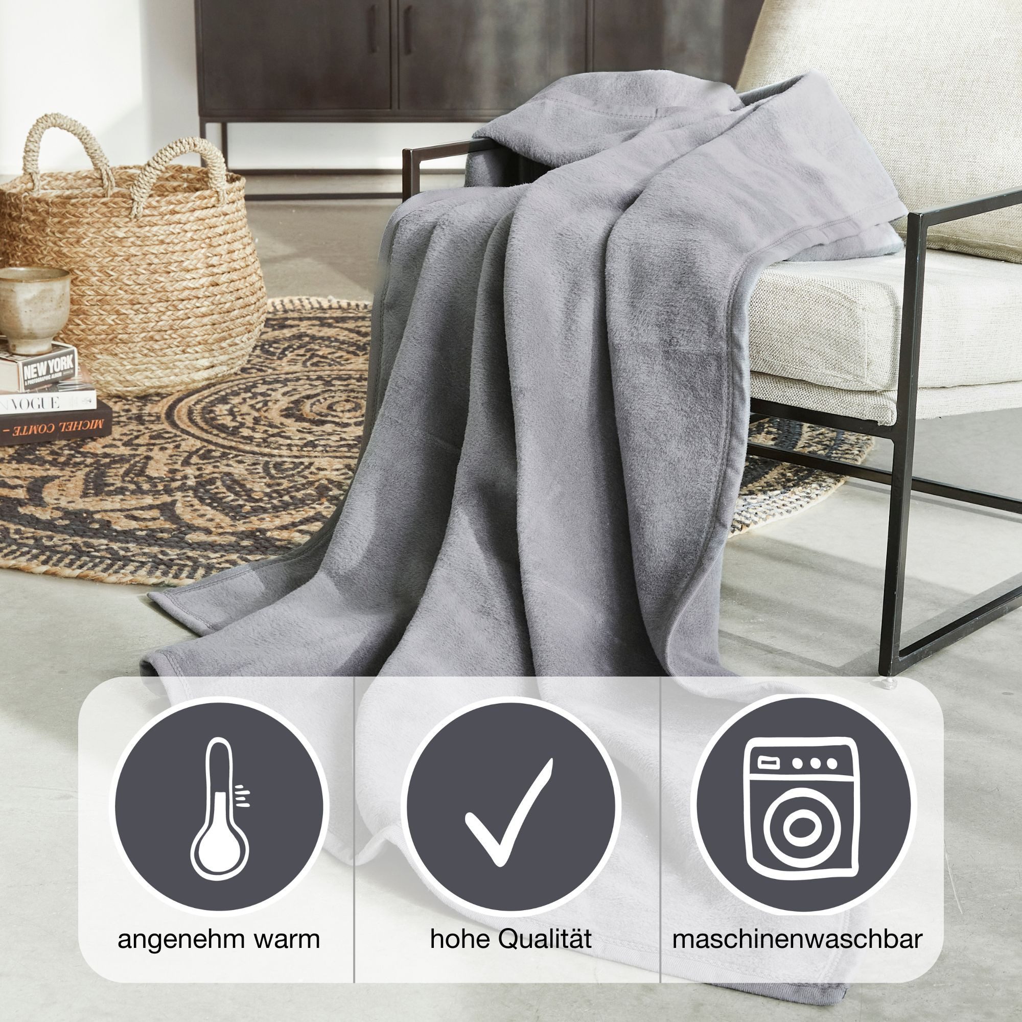 Wohndecke Luxus, IBENA, verschiedene Größen, unifarbenes günstig online kaufen