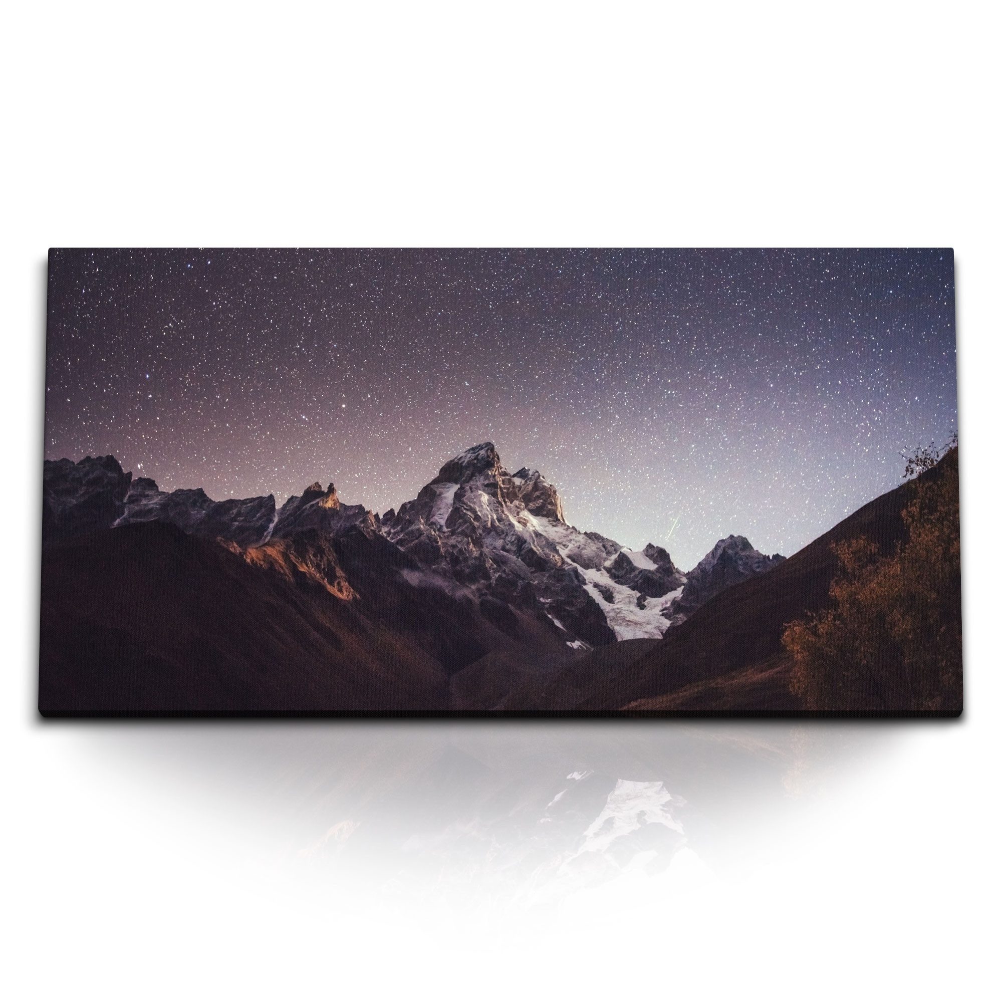 Leinwandbild Kunstdruck Bilder 120x60cm Sternenhimmel Sterne Nachthimmel Berge Astr