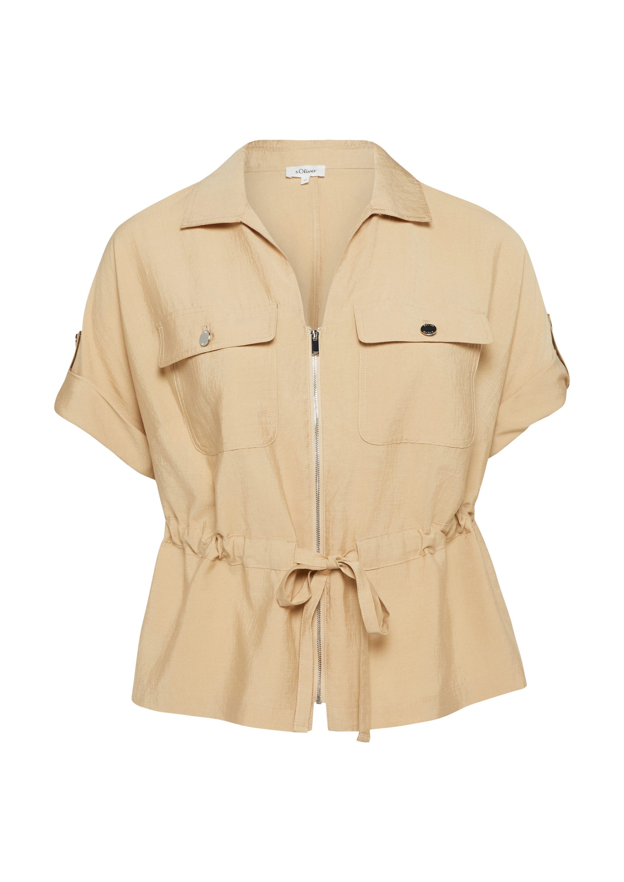 s.Oliver Funktionsjacke Indoor-Jacke Leichte Kurzarm-Jacke mit Bindedetail