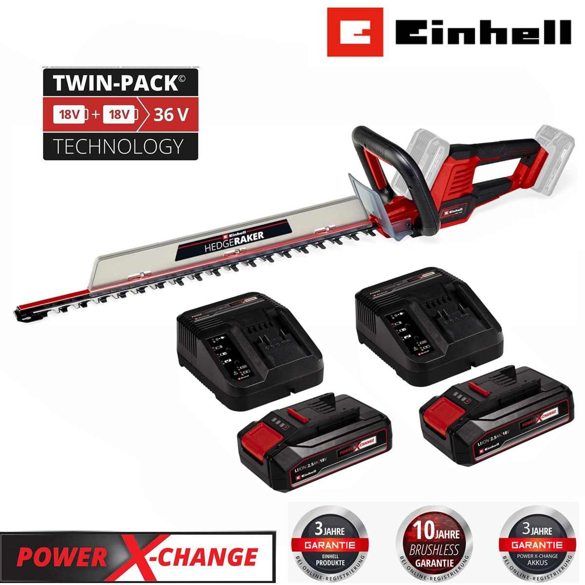Einhell Akku-Heckenschere Heckenschere GE-CH 36/61 Li- 36V mit 2 x Akku 2.5 günstig online kaufen
