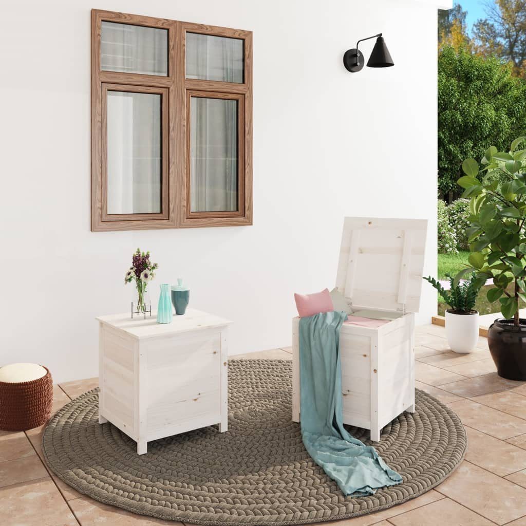 furnicato Gartenbox Outdoor-Kissenbox Weiß 50x50x56 cm Massivholz Tanne