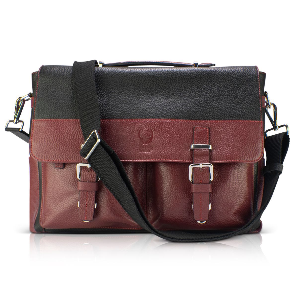 Corno d´Oro Aktentasche Damen Echt Leder HANDMADE Businesstasche für 15.6 Zoll Laptop, für DIN A4 Ordner; extra breiter Schultergurt; Trolleyhalterung
