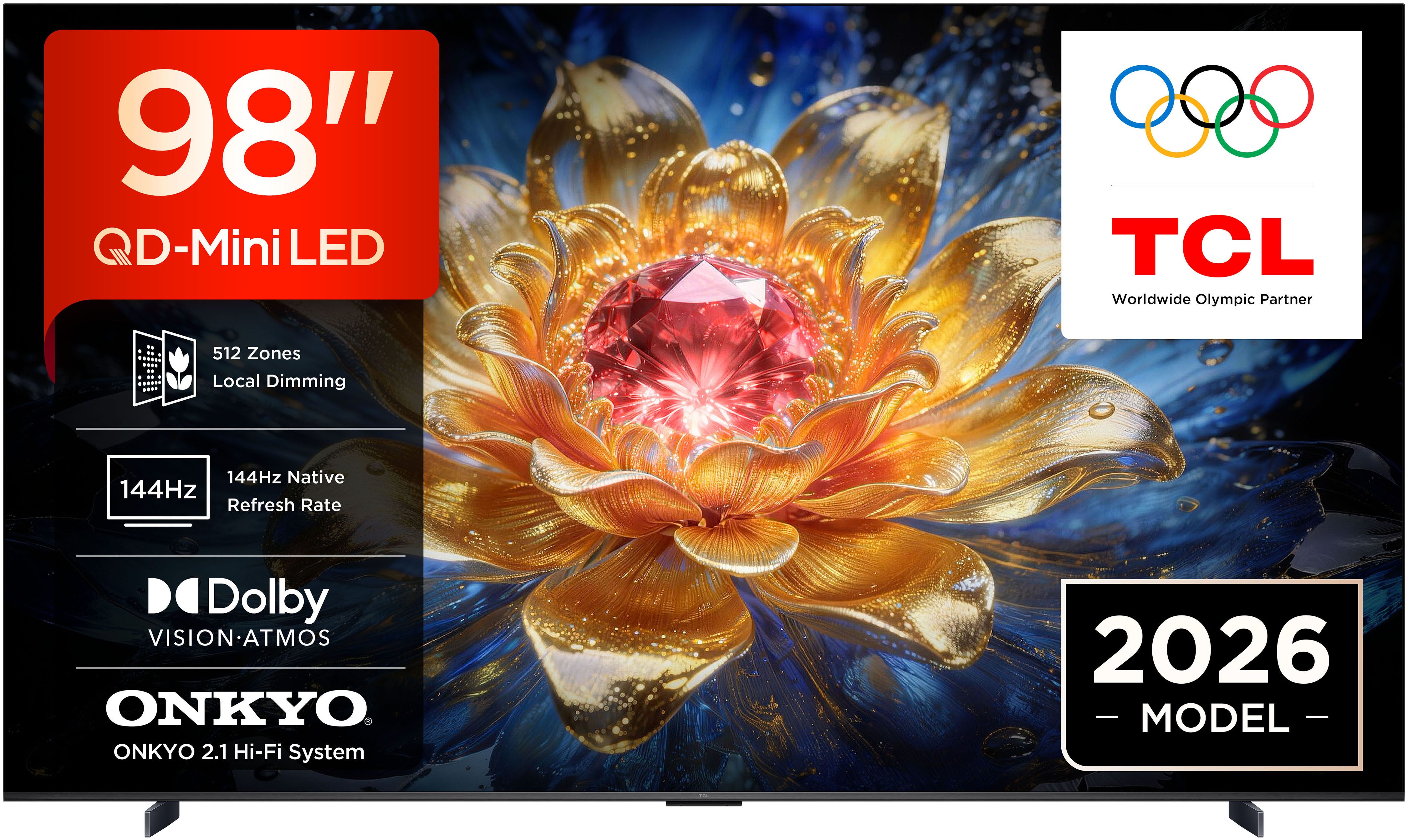 TCL 98T8D Mini-LED-Fernseher (248 cm/98 Zoll, 4K Ultra HD, Smart-TV, Google TV)