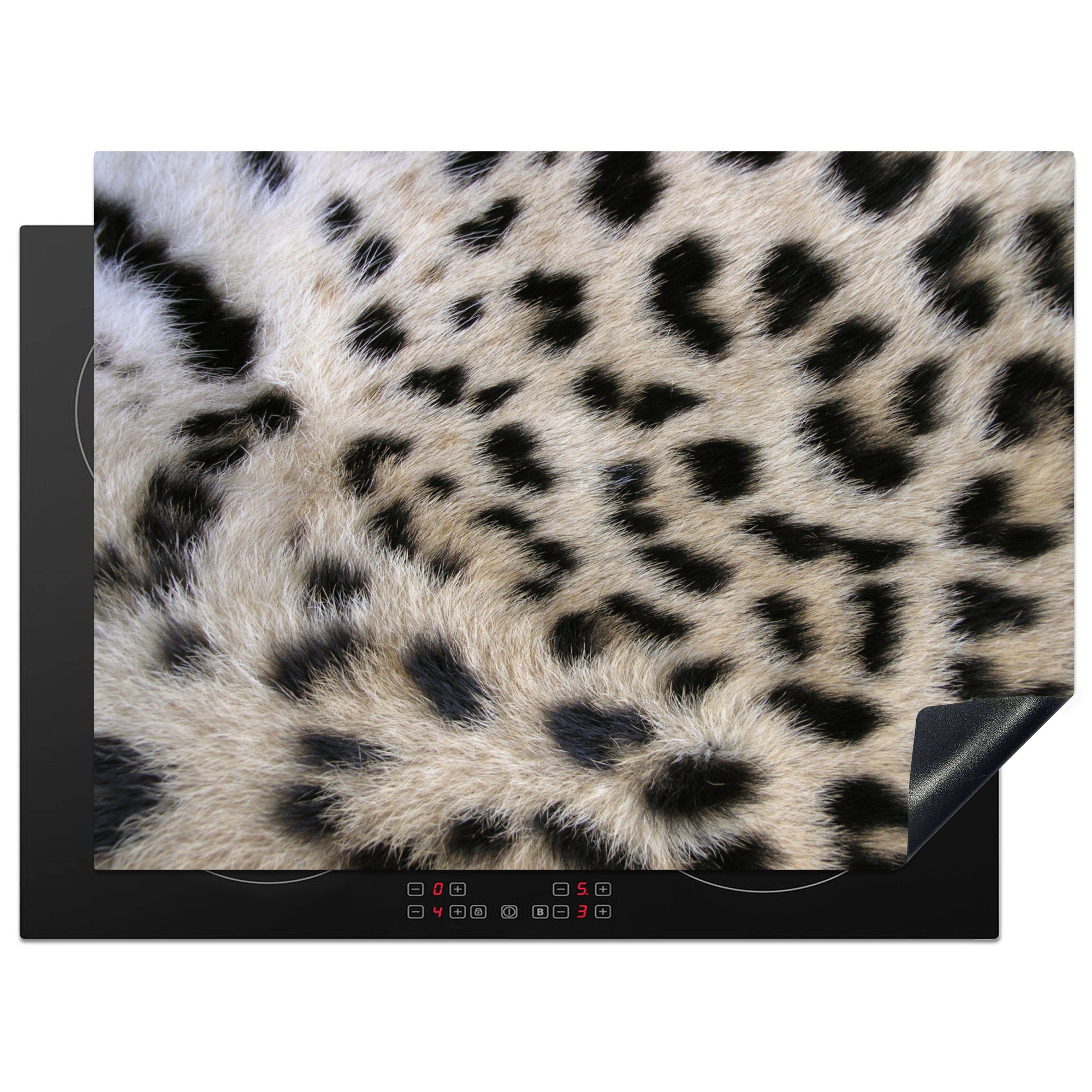 MuchoWow Herdblende-/Abdeckplatte Leopard - Pelz - Pantherdruck, Vinyl, (1 tlg), 70x52 cm, Mobile Arbeitsfläche nutzbar, Ceranfeldabdeckung