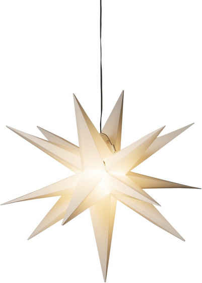 KONSTSMIDE LED Stern Weihnachtsstern, Weißer 3-D Kunststoffstern, Weihnachtsdeko aussen, LED fest integriert, Warmweiß, inkl. Leuchtmittel, 1 warm weiße Diode, E-Trafo 12V/12W Dimmer (IP44)