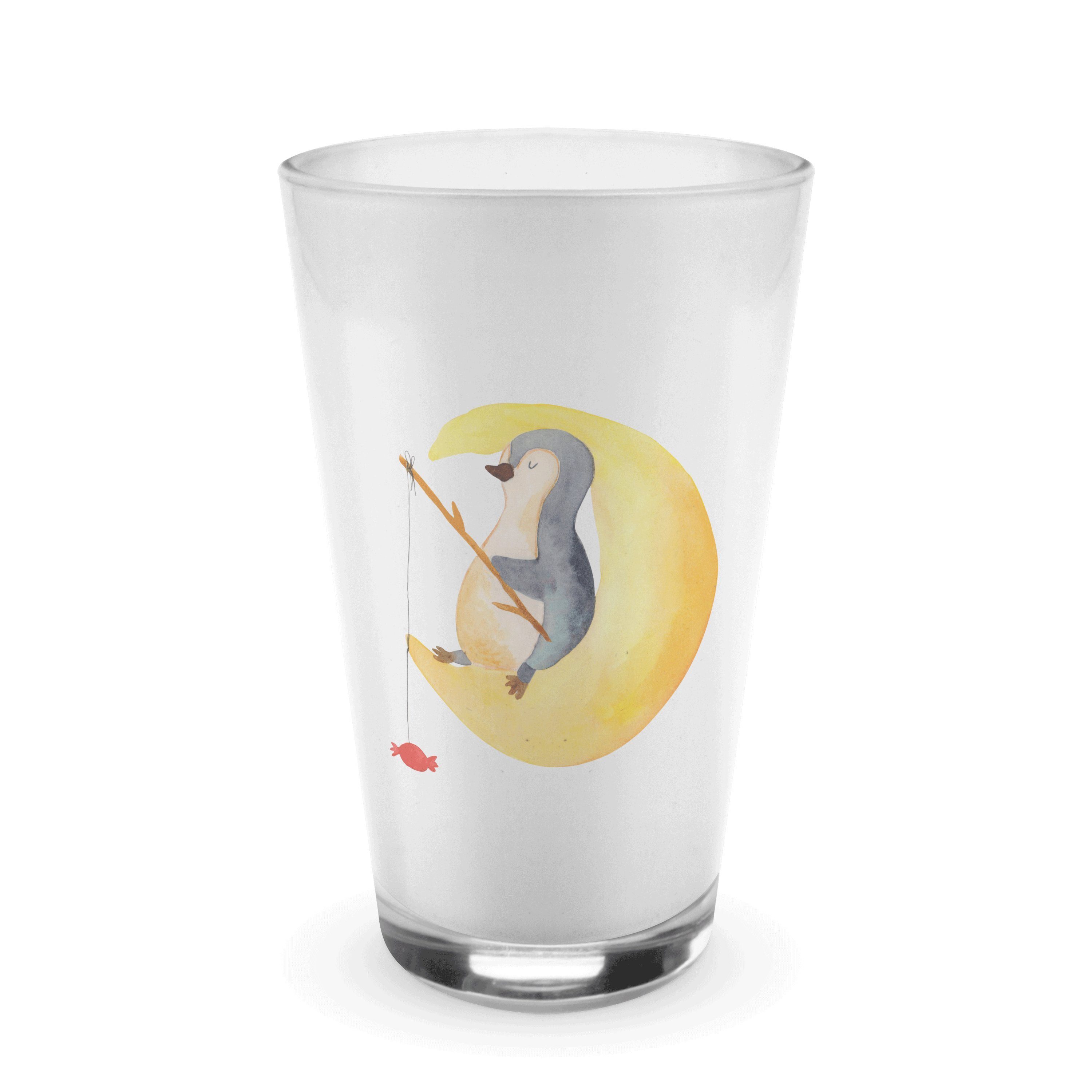 Mr. & Mrs. Panda Glas Pinguin Mond - Transparent - Geschenk, Gästezimmer, Latte Macchiato, Premium Glas