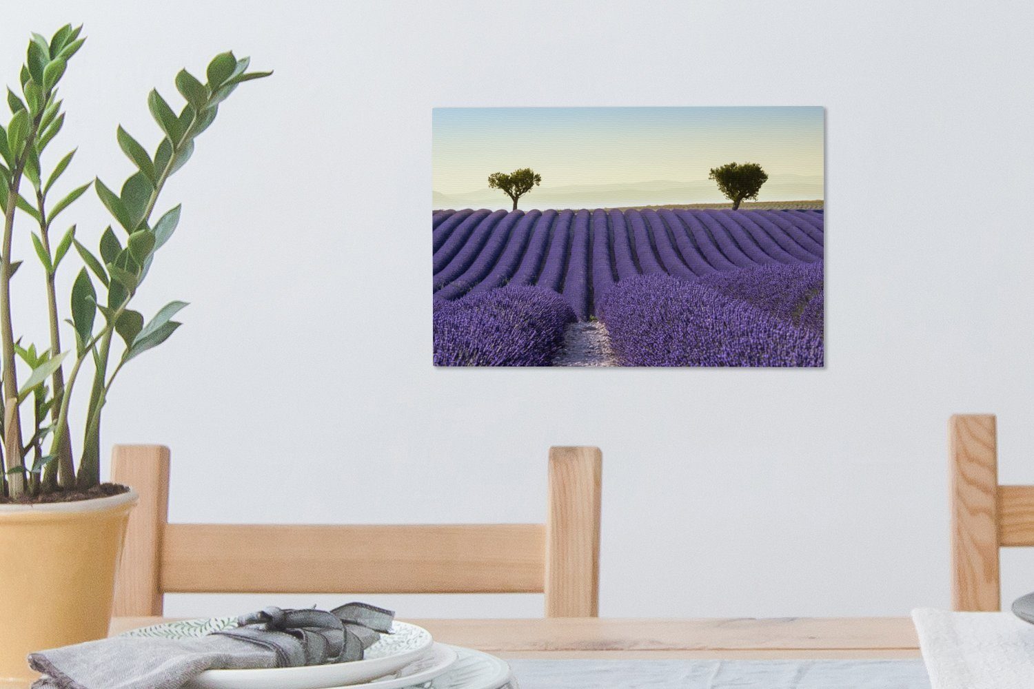 Wanddeko, Leinwandbild Blumen - Bäume - Natur, cm Aufhängefertig, - OneMillionCanvasses® 30x20 (1 St), Leinwandbilder, Wandbild Lavendel