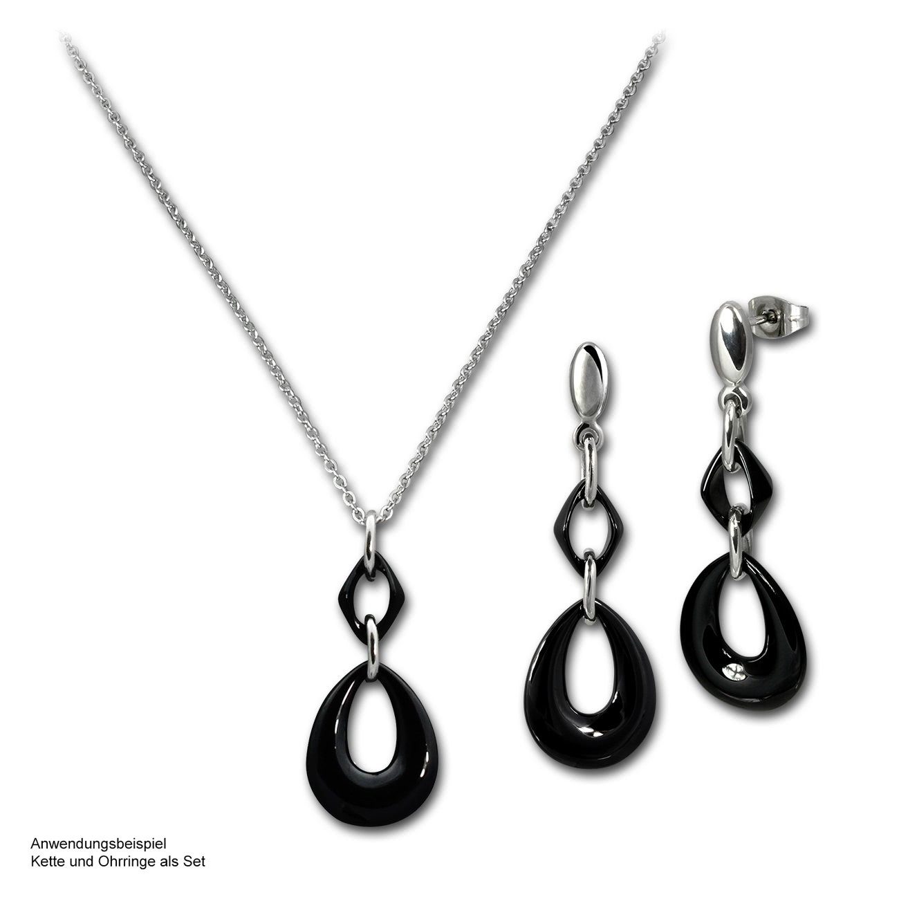 Amello aus schwarz Tropfen Damen Halsketten Steel) (Halskette), Edelstahl Amello Halskette Edelstahlkette (Stainless silber (Tropfen)