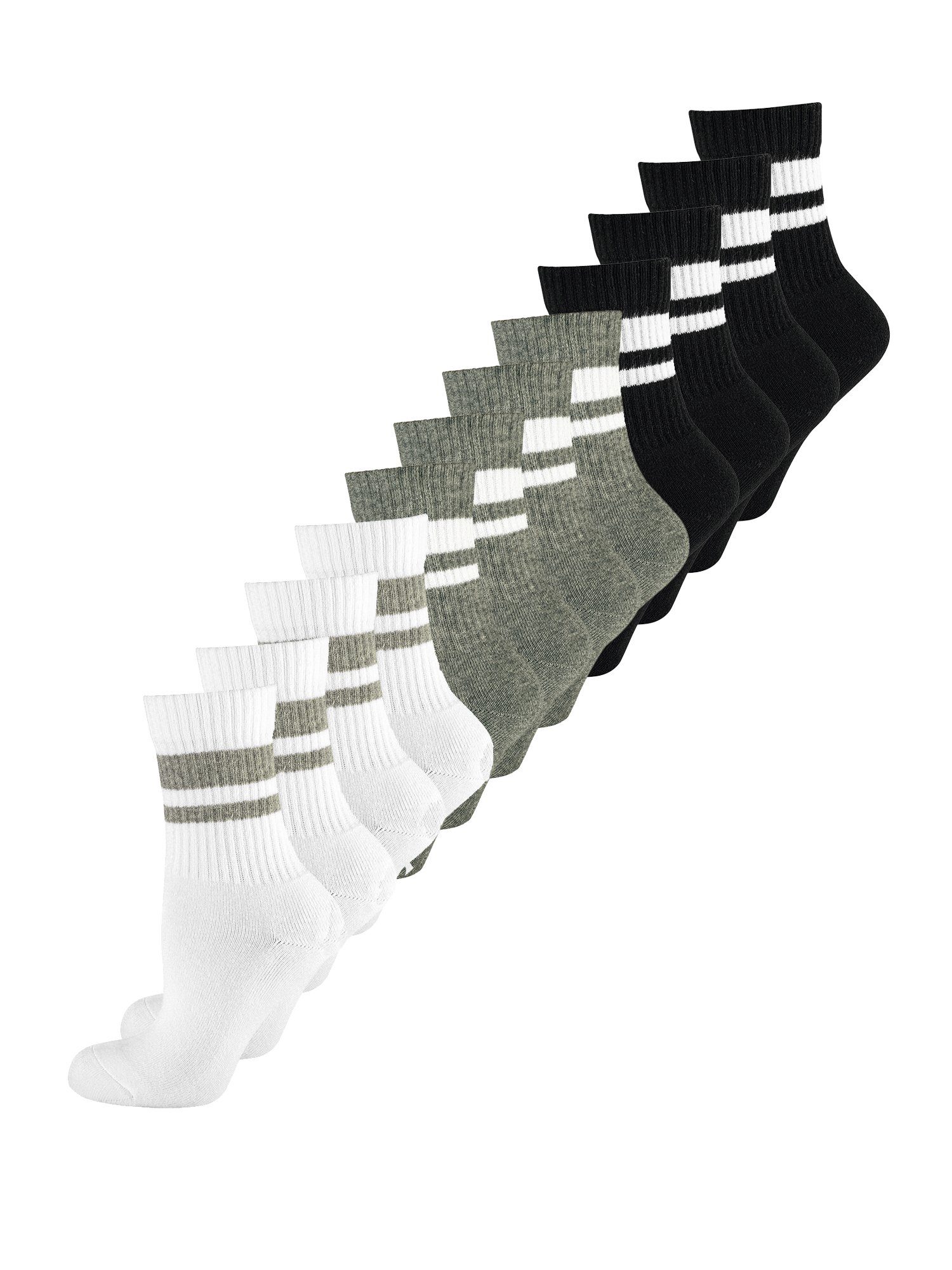 Nur Die Freizeitsocken Sport Socken (12-Paar) socken strumpf strümpfe weiß/grau/schwarz