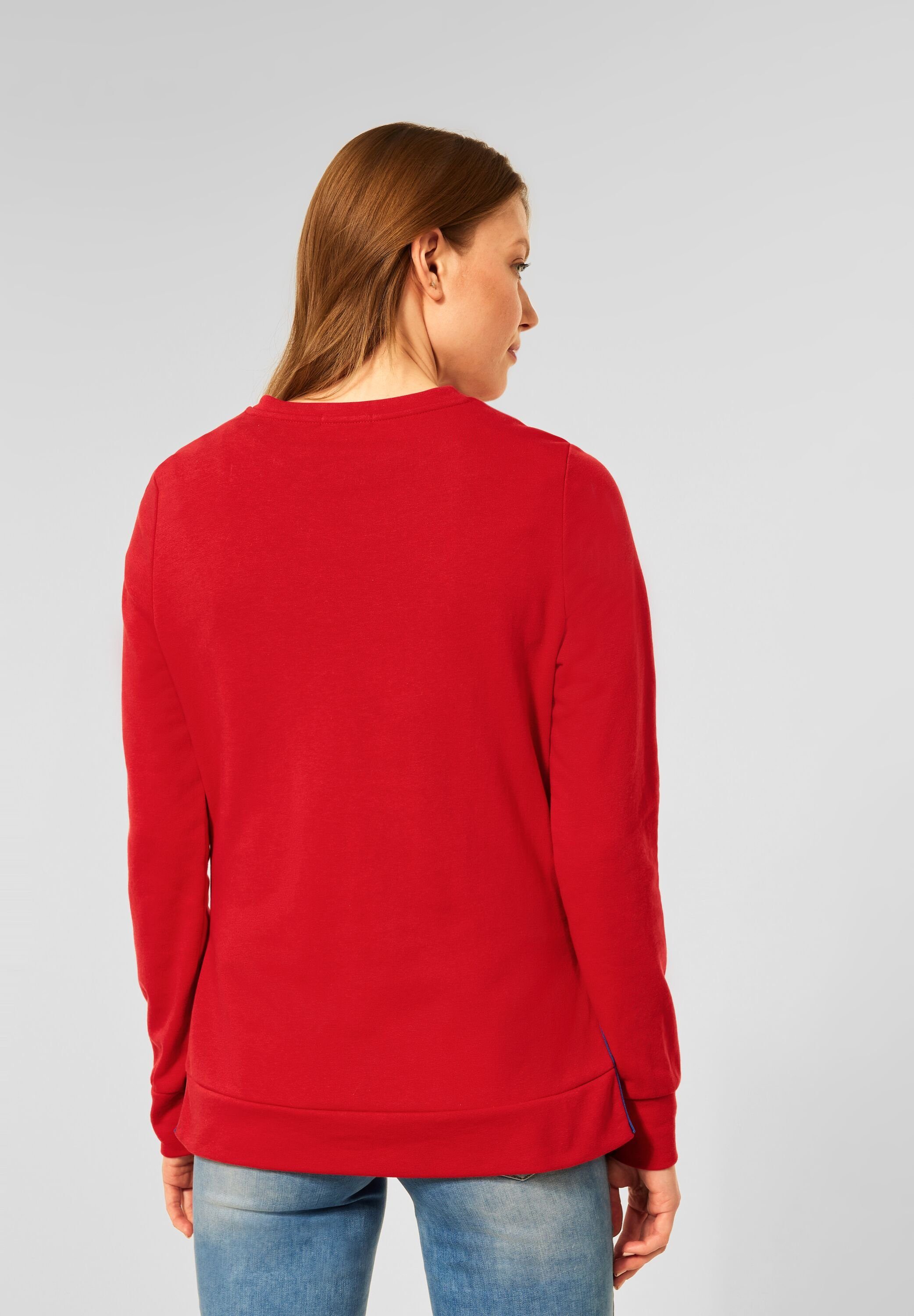 Cecil Sweatshirt Cecil Sweatshirt Red (1-tlg) Schlitze in mit Wording Vibrant