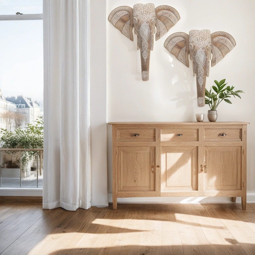 Marrakesch Orient & Mediterran Interior Wanddekoobjekt Boho Wandobjekt Anokha handgefertigt aus Holz in Natur 44 cm im Trend (1 St), Wanddeko aus Holz