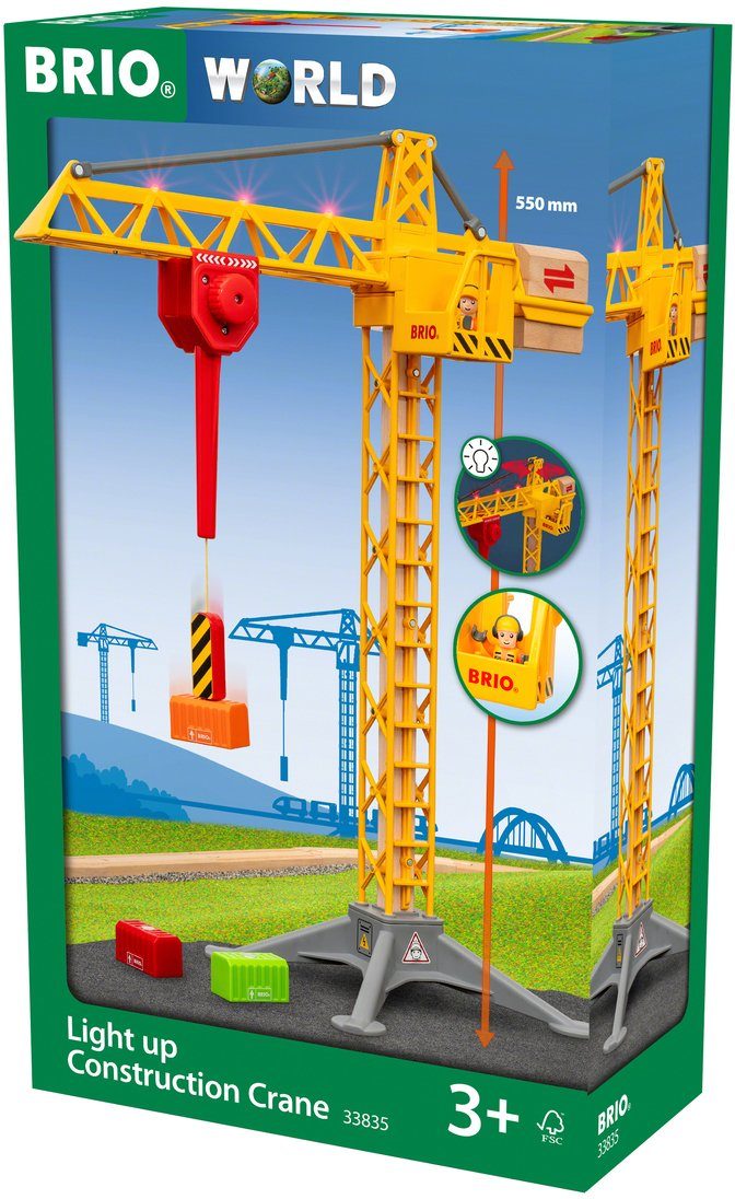 BRIO® Spielzeug-Kran BRIO® WORLD, Großer Baukran mit Licht